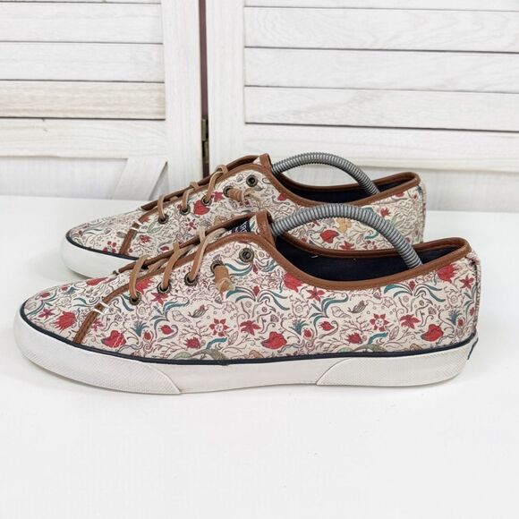 Sperry Mermaids Seashells Canvas Lace Up Sneakers Cream Multi Womens 12 - Picture 3 of 11